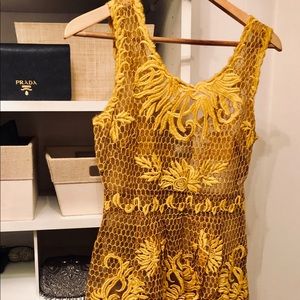 Yoana Baraschi yellow lace dress